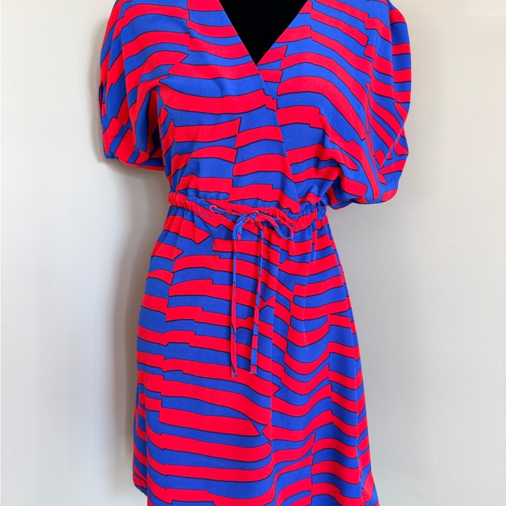 Vibrant Red and Blue Striped Dress
